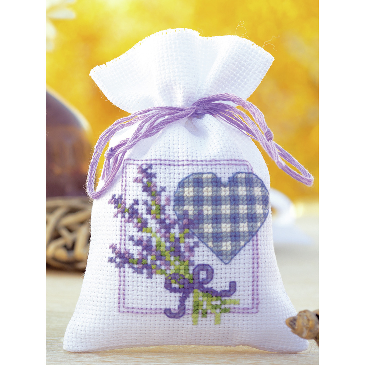 Vervaco Pot-Pourri Bag Lavender Heart Cross Stitch Kit